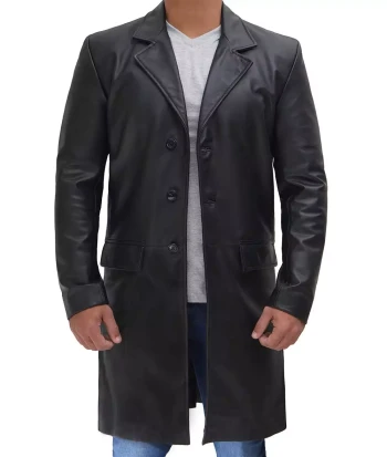 Black Leather Cowhide Coat
