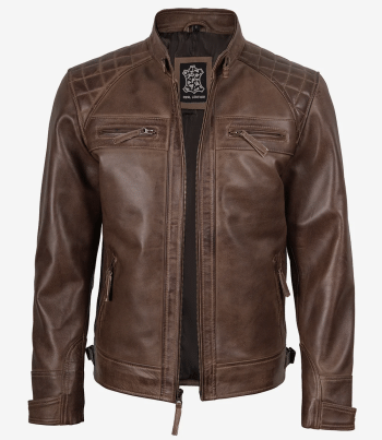 men coffee brown leather jacket
