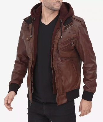 dark brown leather jacket