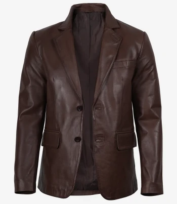 Dark brown leather blazer
