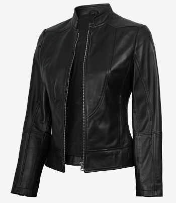 women black leather jacket