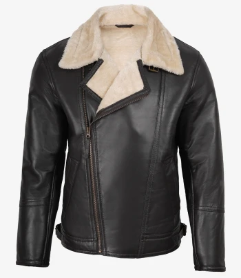 men brown shearling jacket