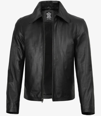 men black cowhide leather jacket