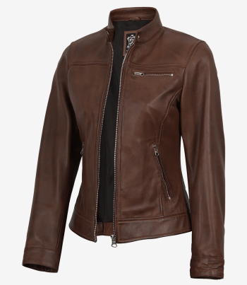 Brown waxed motorcycle style jacket